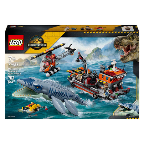 Lego jurassic world mosasaurus bootaanval dinosaurus speelgoed voor kinderen 77983