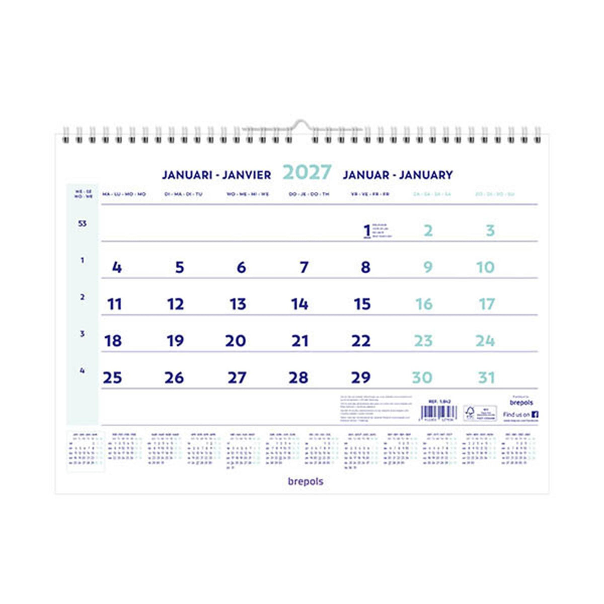 Brepols maandkalender 2026 46x31cm