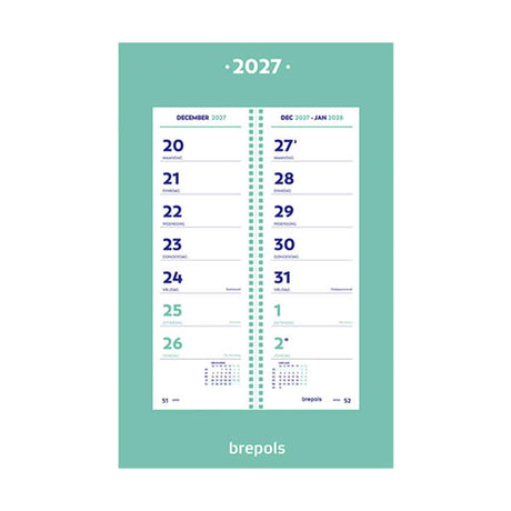 Brepols omlegkalender op schild 2027 met spiraal