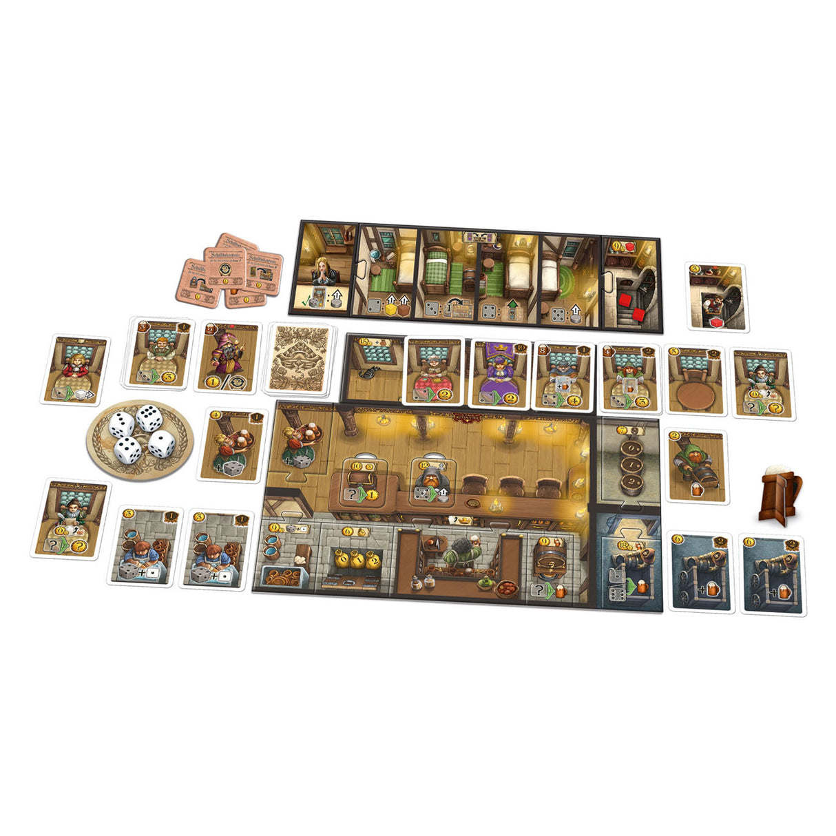 999Games d'Taverns vun der aler Stad Expansioun: Raum fir Loyer! Board Spill