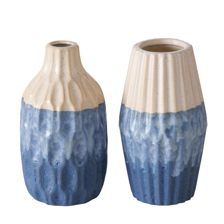 Boltze home vaas aardewerk blauw h21cm 2 assorti