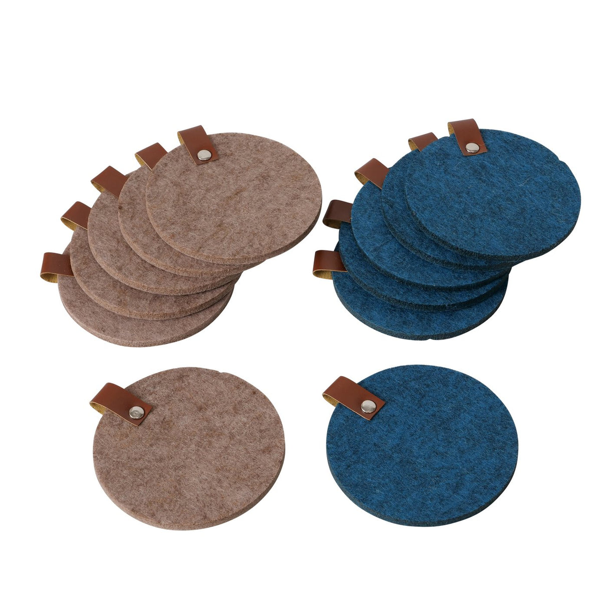 Boltze home onderzetter vilt met leer 6 stuks d10cm