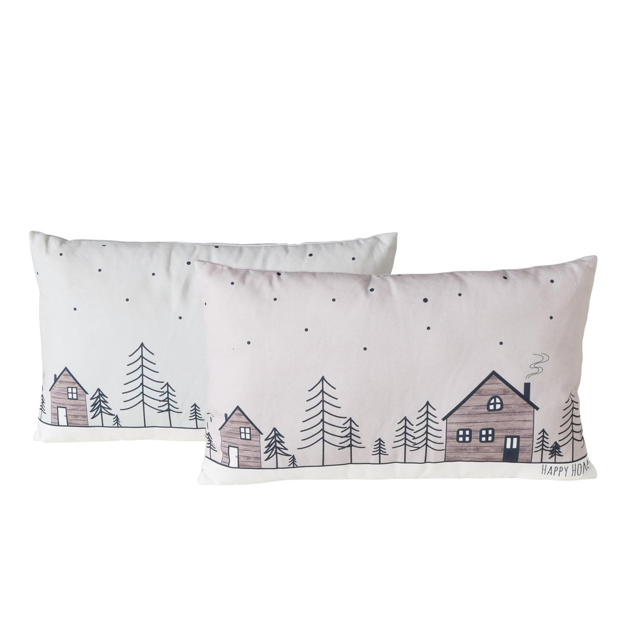 Boltze home kussen homewood, 2 ass., polyester 100%, huis, veelkleurig, motief, beige, lichtgrijs, wit