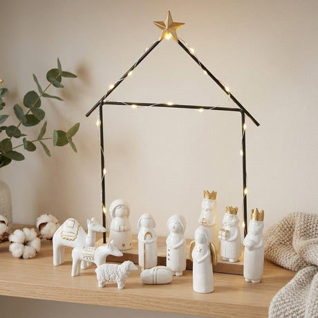 Boltze home kerststal natos 12-delig h32cm 22x6x32cm