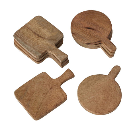 Boltze home onderzetters mangohout choppy in snijplankvorm 4 stuks- dia 10cm