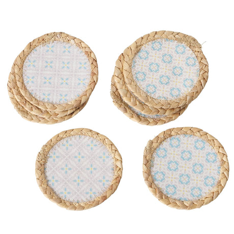 Boltze home onderzetter 'portofino, 4 -delig dia.12cm polyester en waterhyacint assorti