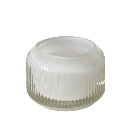 Boltze home theelichthouder 'vadina' glas dia.8x6cm wit 3 assorti