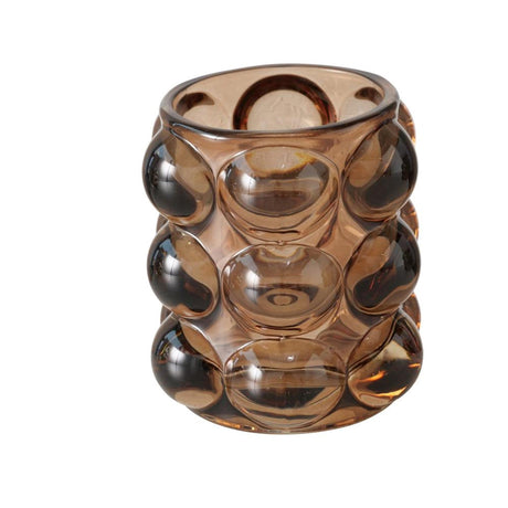 Boltze home theelichthouder 'bubbles' glas dia9x9cm bruin in 3 assorti kleuren