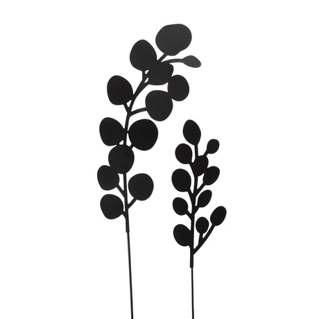 Boltze home tuinsteker 'calypso' 2-delig met blad dessin, zwart ijzer, klein 40cm groot 50cm