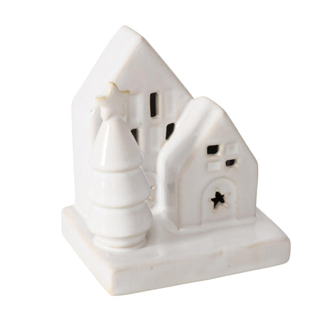 Boltze home deco huisje cristo steen met led h10cm wit (excl. 3x lr44 btterij)