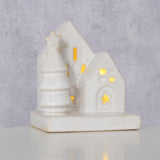 Boltze home deco huisje cristo steen met led h10cm