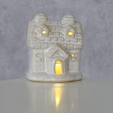 Boltze home deco huis cristo steen met led h7cm wit (incl.. 3x lr44 btterij)
