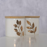 Boltze home voorraadpotje met blad goud 5x5cm