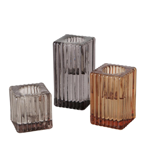 Boltze home kandelaar glas3-delig set h4-8cm
