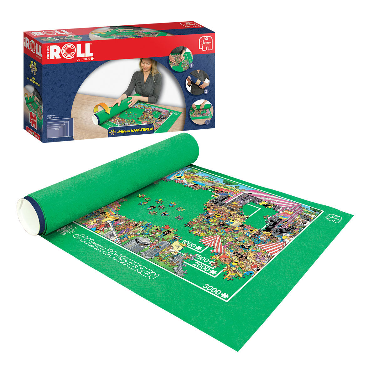 Jumbo puzzle mat and roll, up to 3000 pieces