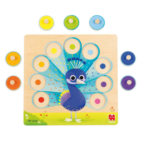 Goula jumbo - houten noppenpuzzel pauw, 9st.
