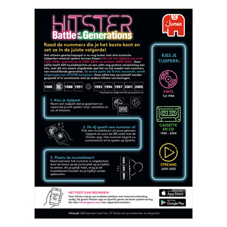 Jumbo hitster battle of the generations – nederlandstalig muziekspel – generaties – partyspel – actiespel