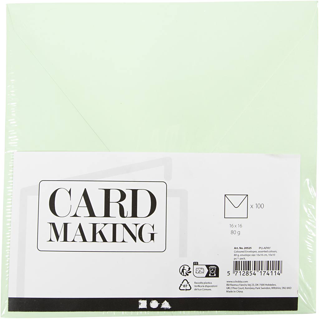 Creativ company http: www.cchobby.nl gekleurde-enveloppen-afmeting-envelop-16x16-cm-80-gr-diverse-kleuren-10x10-stuk-1-doos
