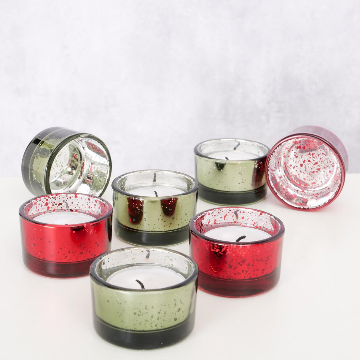 Boltze home theelichthouder balos 4-delig h3cm groen rood