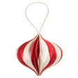 Boltze home kerstbal yorki papier ovaal h8,9xø10,2cm mat rood wit