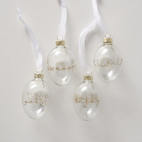 Boltze home deco hanger ei glas set 4-delig ø4xh7cm mat of heldermet tekst