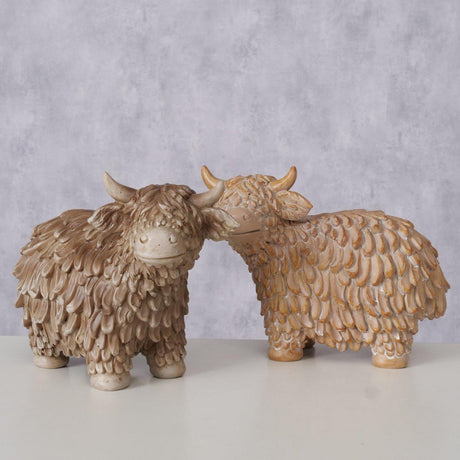 Boltze home figuur buffy schotse hooglander 18x9x13cm 2 assorti