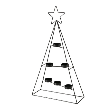Boltze home theelichthouder kerstboom dabali zwart 29x10x51cm