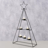 Boltze home theelichthouder kerstboom dabali zwart 29x10x51cm