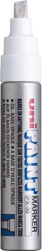 Posca uni paint px-30 zilver chrome paint marker - 4 - 8,5 mm beitelpunt - verfstift op oliebasis, geschikt voor vele ondergronden zoals; glas, papier, ceramiek, plastic of metaal