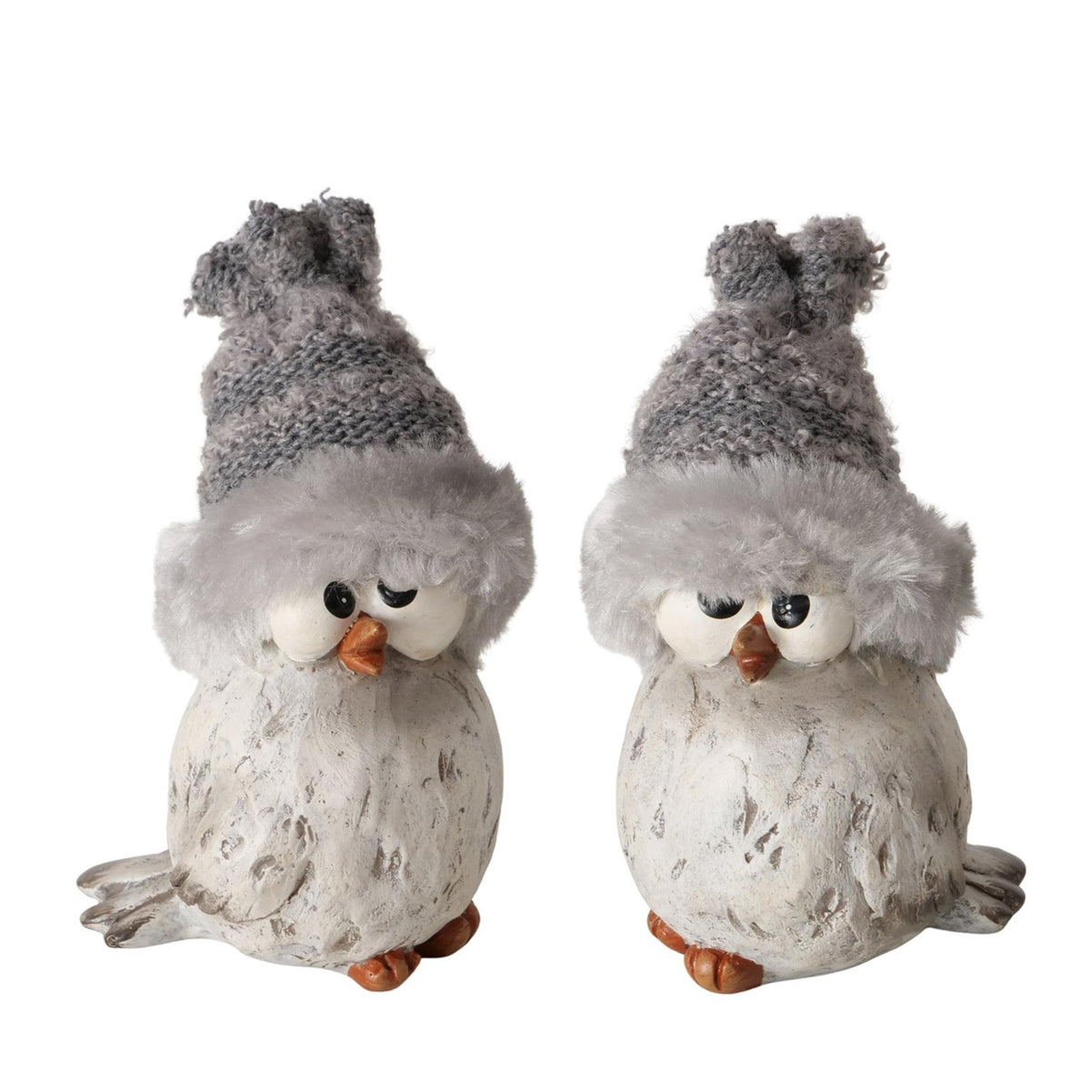 Boltze home figuur vogel jano grijs 6x7,5x12cm 2 assorti