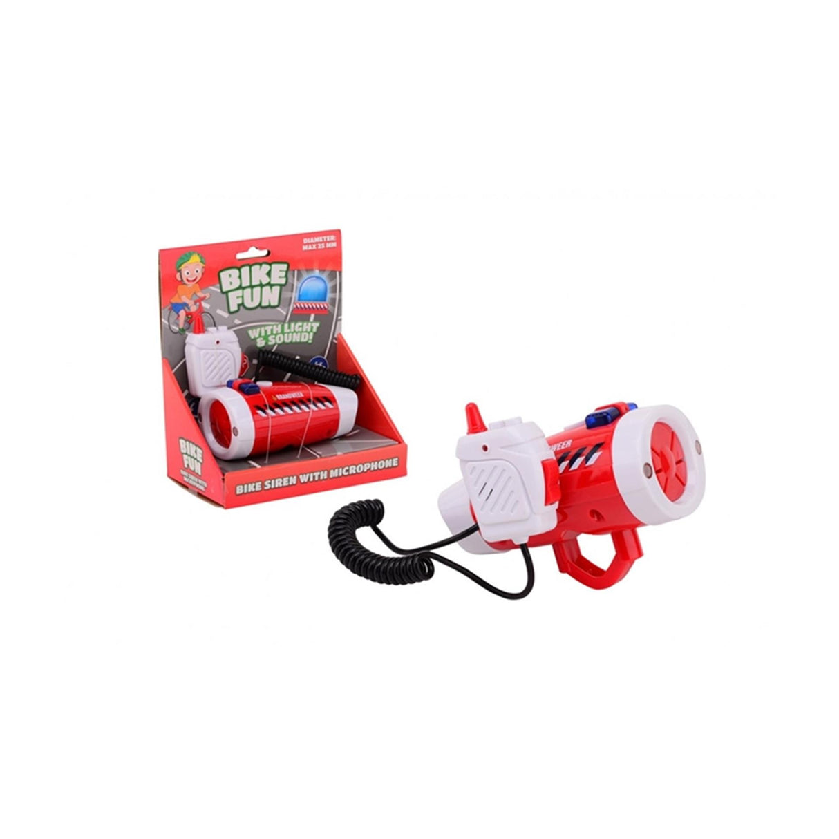 Bike fun sirene zwaailicht brandweer met microfoon