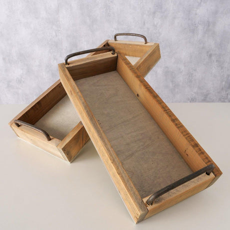 Boltze home dienblad greenbank hout 2-delig l32-38cm b14-18cm h6,5-7cm