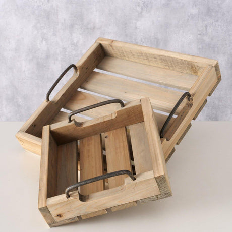 Boltze home dienblad ronja hout 2-delig l20-30cm h5cm