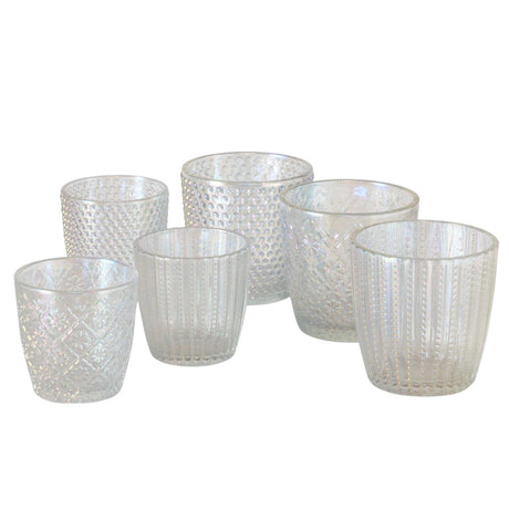 Boltze home windlicht patty 2-delig h7,5-9cm gelakt glas 3 assorti