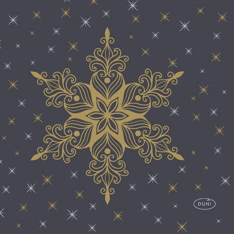 Duni servetten snowstars black 24x24cm