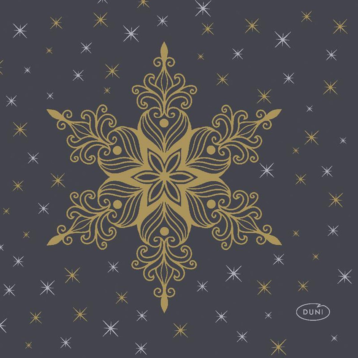 Duni servetten snowstars black 24x24cm