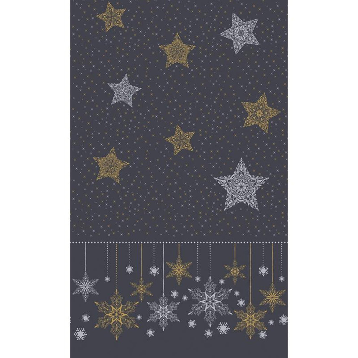 Duni tafellaken snowstars black 138x220cm