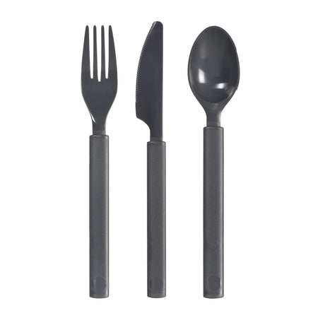 Duni kunststof bestekset 6-delig granite herbruikbaar (2x mes, 2x vork, 2x lepel)