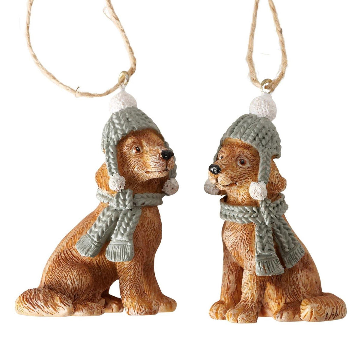 Boltze home kersthanger hond wuffi h6cm mat bruin kunsthars