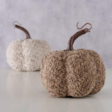 Boltze home decoratieve pompoen flocky h14cm polyester bruin crã¨mewit assorti