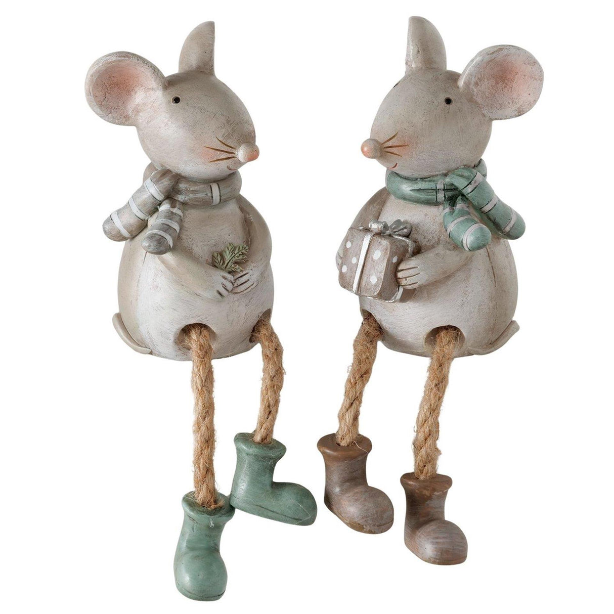 Boltze home bungelbeentjes muis mausi h16cm kunstharsbrnbruin 2 assorti