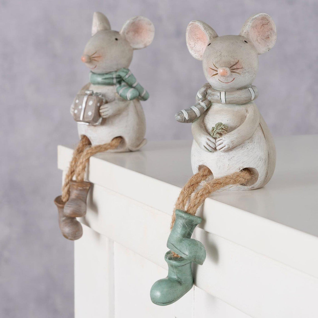 Boltze home bungelbeentjes muis mausi h16cm kunstharsbrnbruin 2 assorti