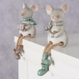 Boltze home bungelbeentjes muis mausi h16cm kunstharsbrnbruin 2 assorti