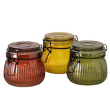 Boltze home voorraadpot zenda 500ml h10cm d13cm ijzer glas gelakt geel groen rood 3 assorti