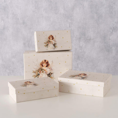 Boltze home geschenkverpakking clara 4-delig h5-8cm gerecycled papier beigecrã¨mewitgoud