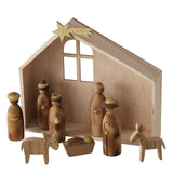 Boltze home kerststal luminaro 9-delig h20cm onbehandeld hout goudnatuur