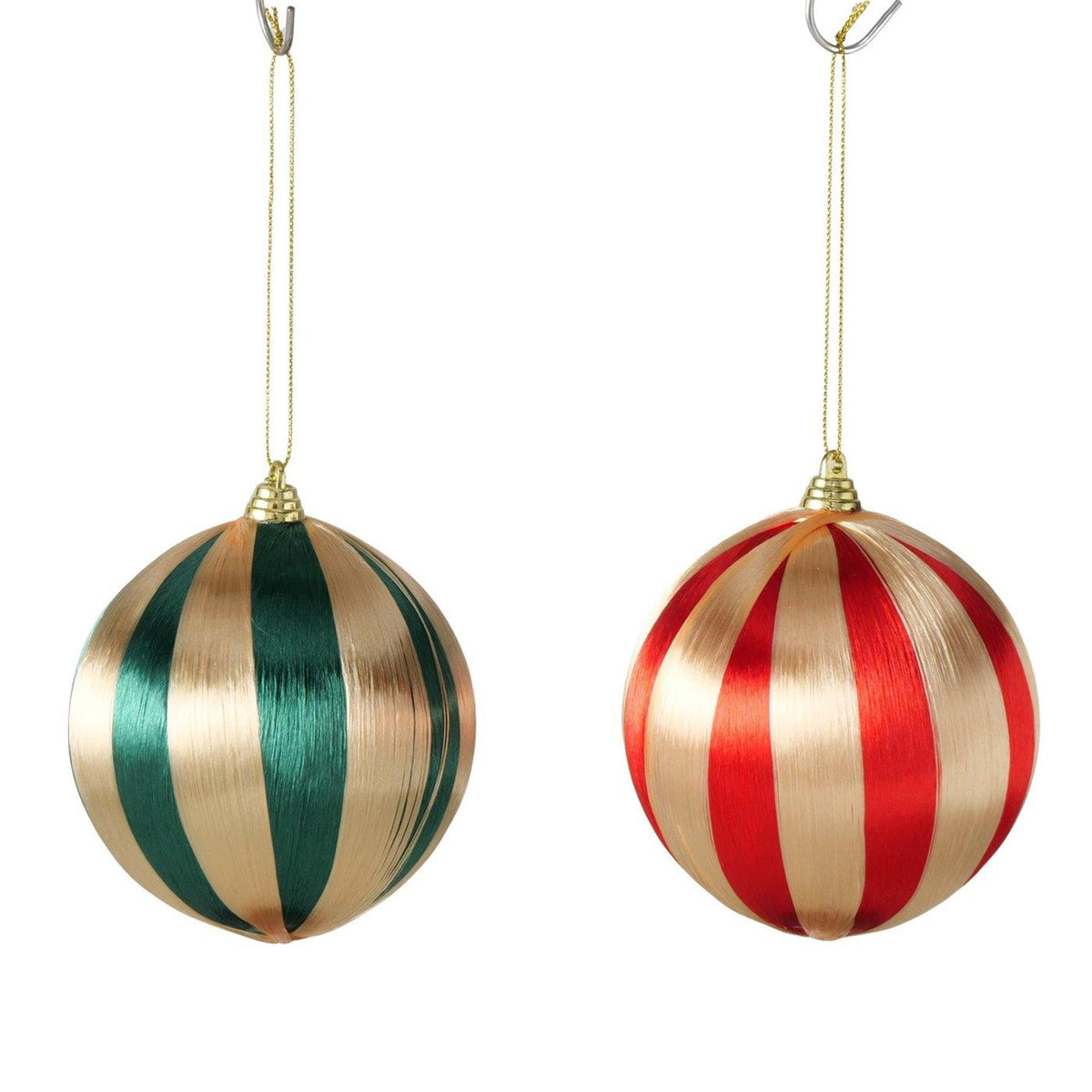 Boltze home kerstbal satino ø10cm polystyreen polyester goud groen rood 2 assorti