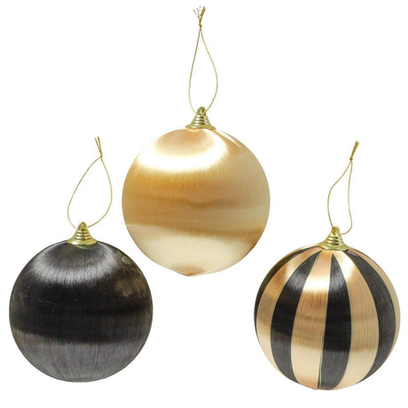 Boltze home kerstbal satino ø12cm polystyreen polyester goud zwart 3 assorti