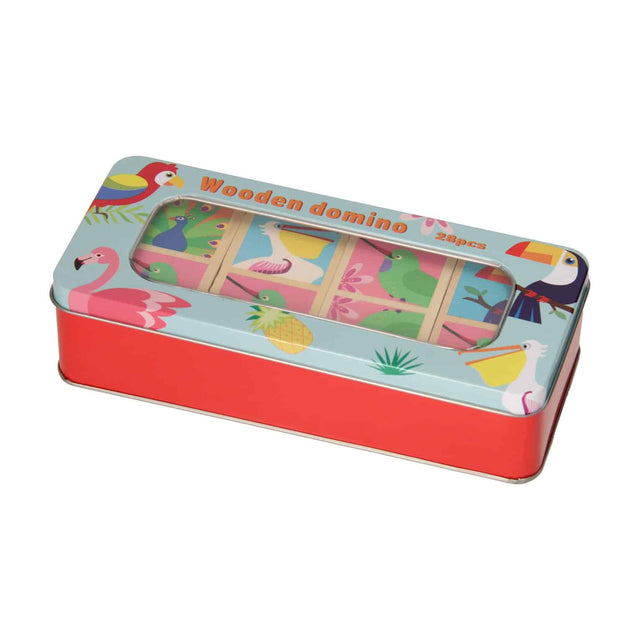 Bongers speelgoed houten domino spel in blik