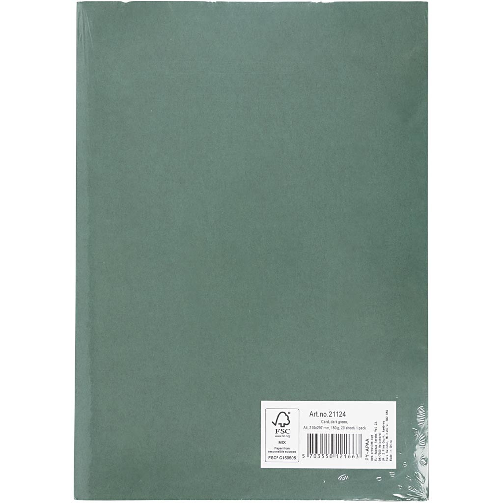 Creativ company http: www.cchobby.nl karton-a4-vel-210x297-mm-180-gr-donkergroen-20-vel-1-doos